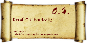 Orsós Hartvig névjegykártya